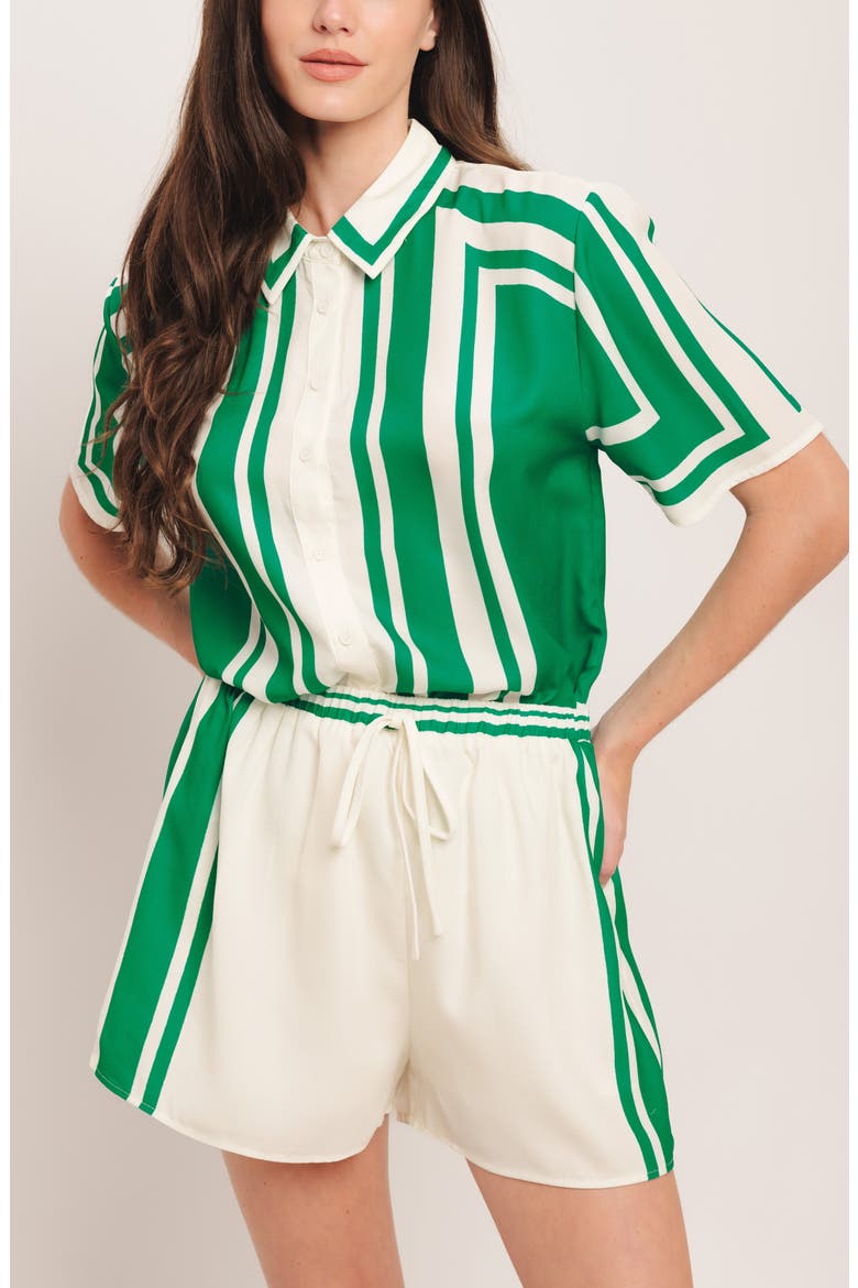 Stripe Drawstring Shorts, Alternate, color, IVORY GREEN