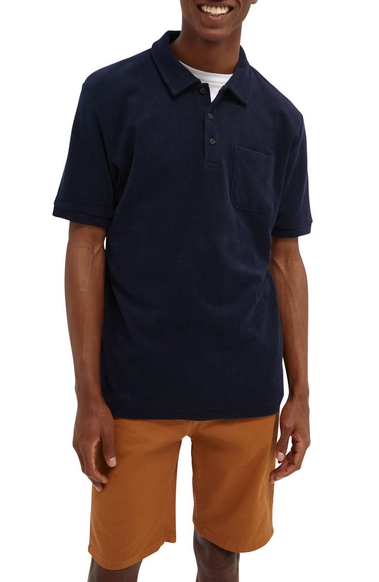 Scotch & Soda Organic Cotton Terry Cloth Polo, Main, color, 