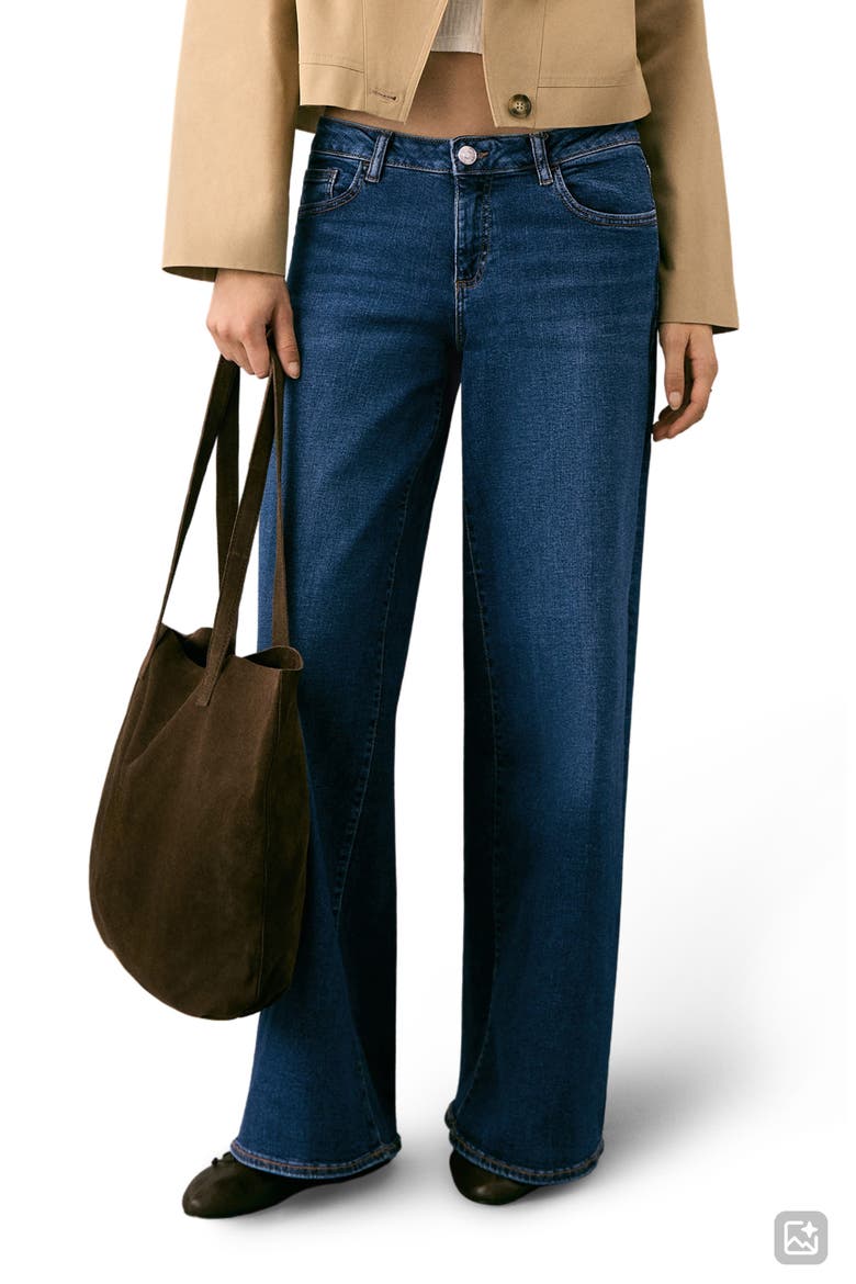 Low Rise Wide Leg Jeans, Main, color, DARK BLUE