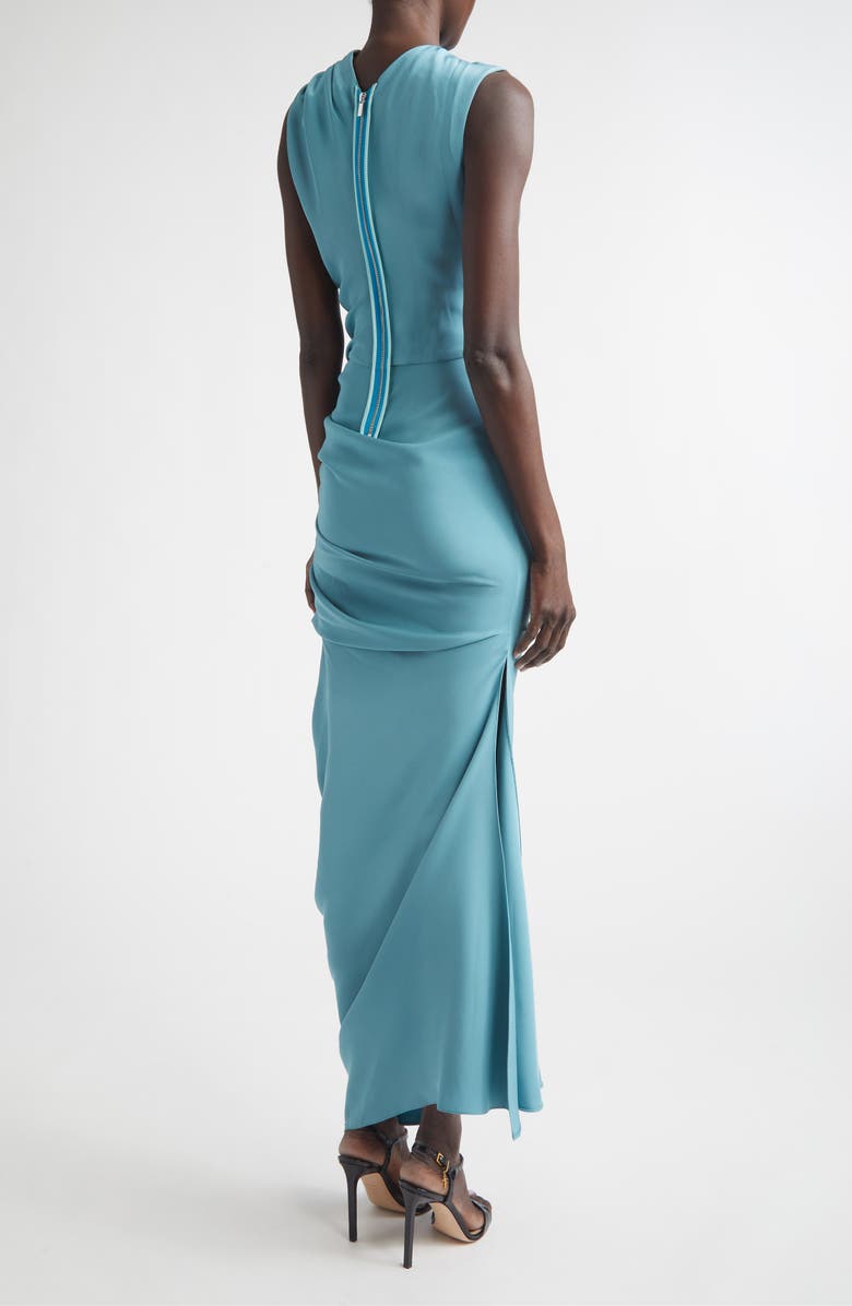 Christopher John Rogers Yanked Ruched Silk Column Gown, Alternate, color, Larimar