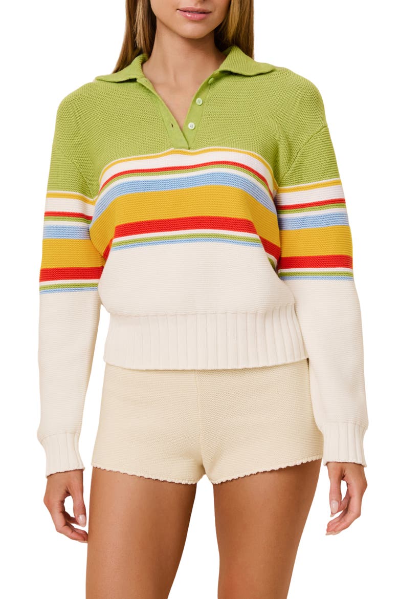 The Cleo Placed Stripe Cotton Sweater, Main, color, ST. BARTHS STRIPE
