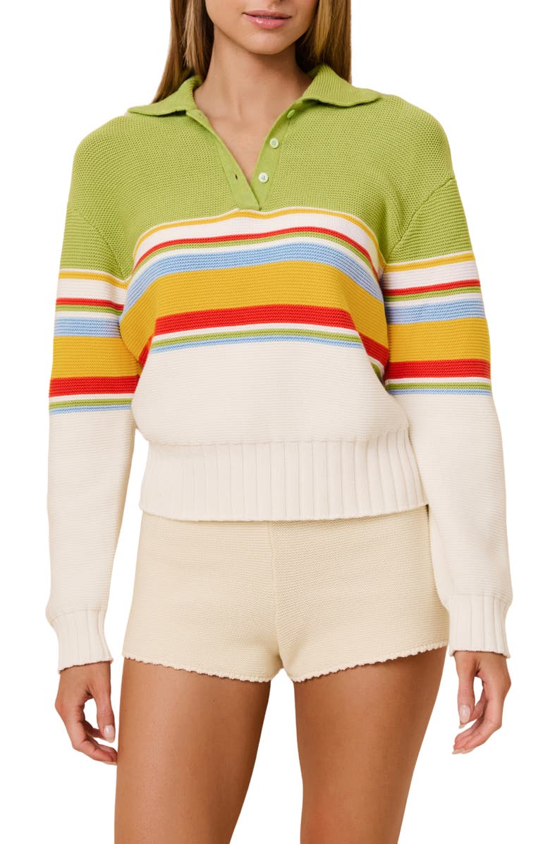 Solid & Striped The Cleo Placed Stripe Cotton Sweater, Main, color, St. Barths Stripe