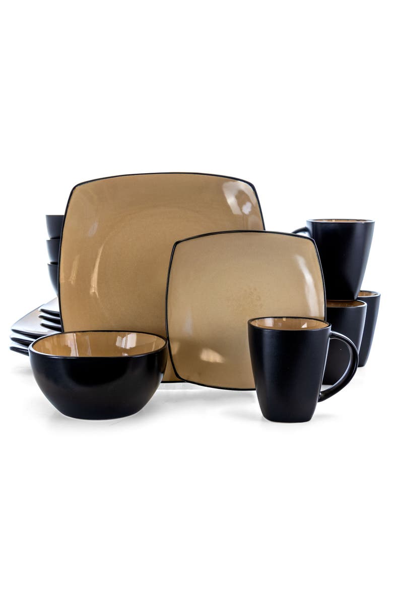 Gibson Home 16 pc Dinnerware, Taupe Square Shape, Main, color, Beige