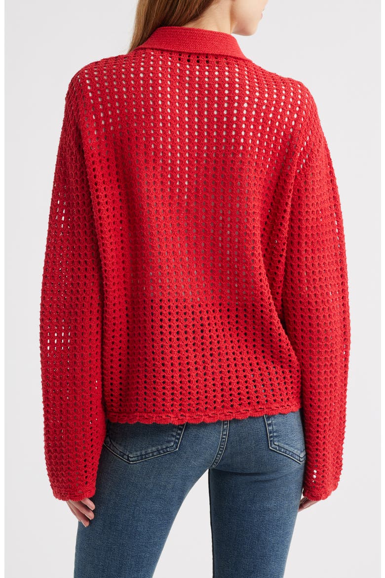 Khloe Cotton & Linen Cardigan, Alternate, color, PORT RED