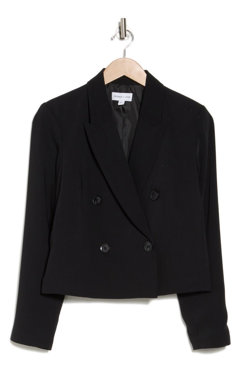 Gemma + Jane Double Breasted Crop Blazer, Alternate, color, Black