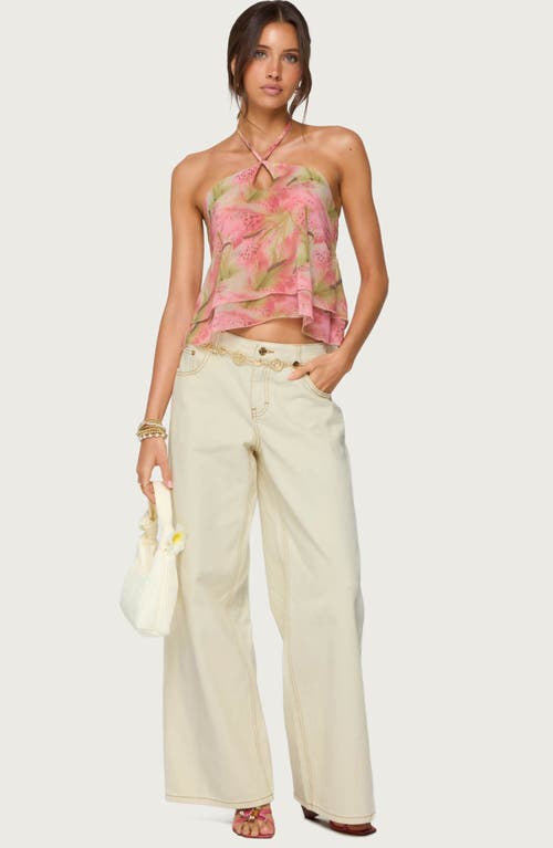 Edikted Dragon Lily Layered Chiffon Halter Top In Pink
