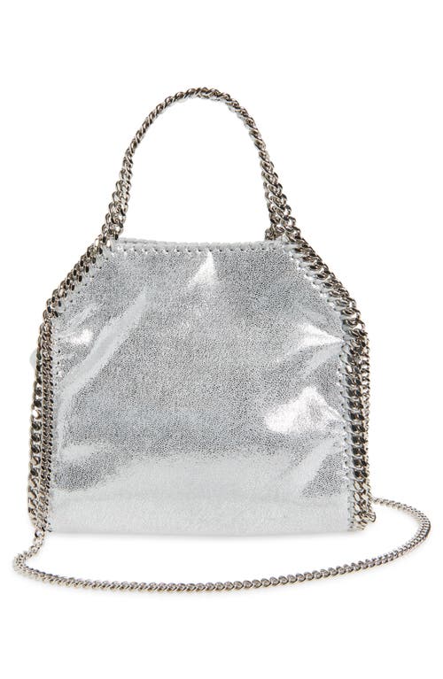 Stella Mccartney Mini Falabella Metallic Faux Leather Tote In Silver
