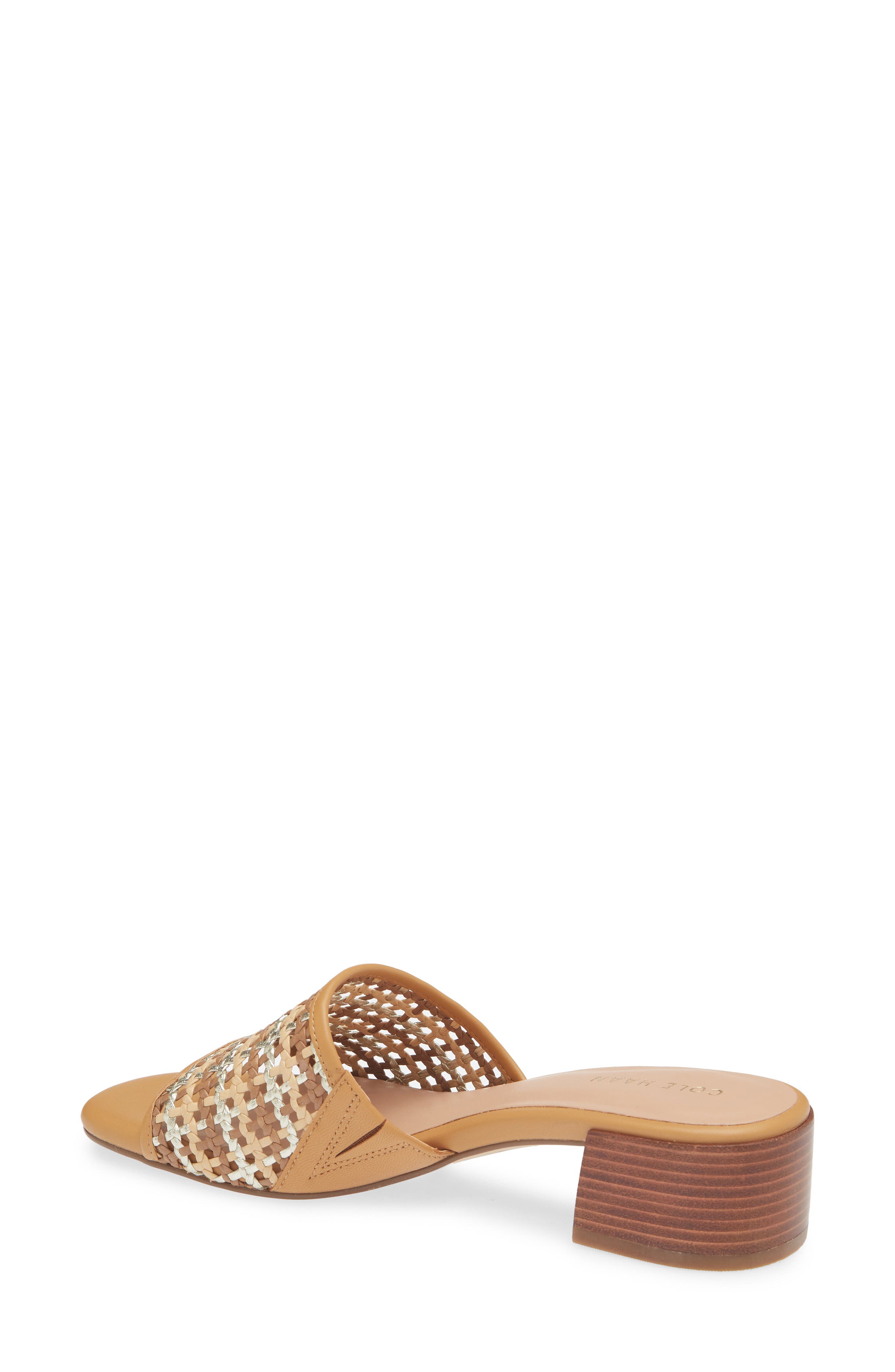 Calli Single Band Block Heel Slide Sandal, Alternate, color, NEUTRAL WOVEN / BISCUIT