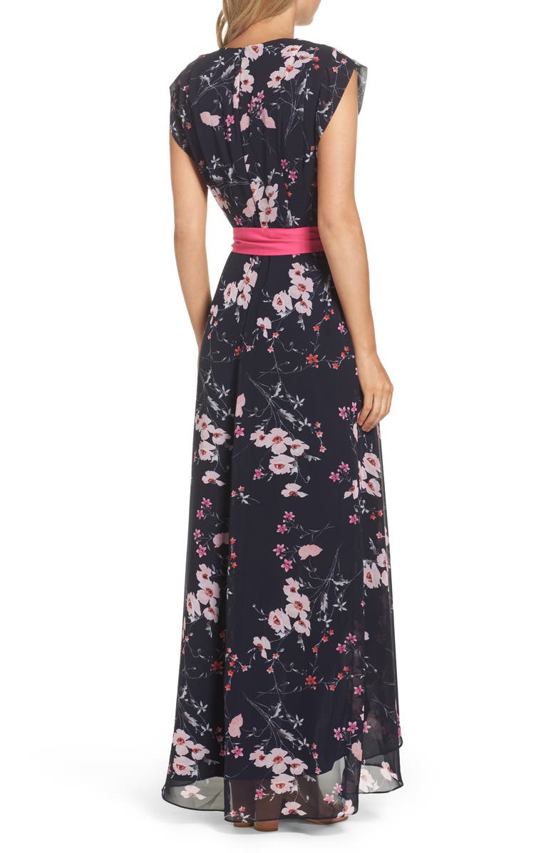 Eliza J High/Low Floral Faux Wrap Maxi Dress, Alternate, color, 