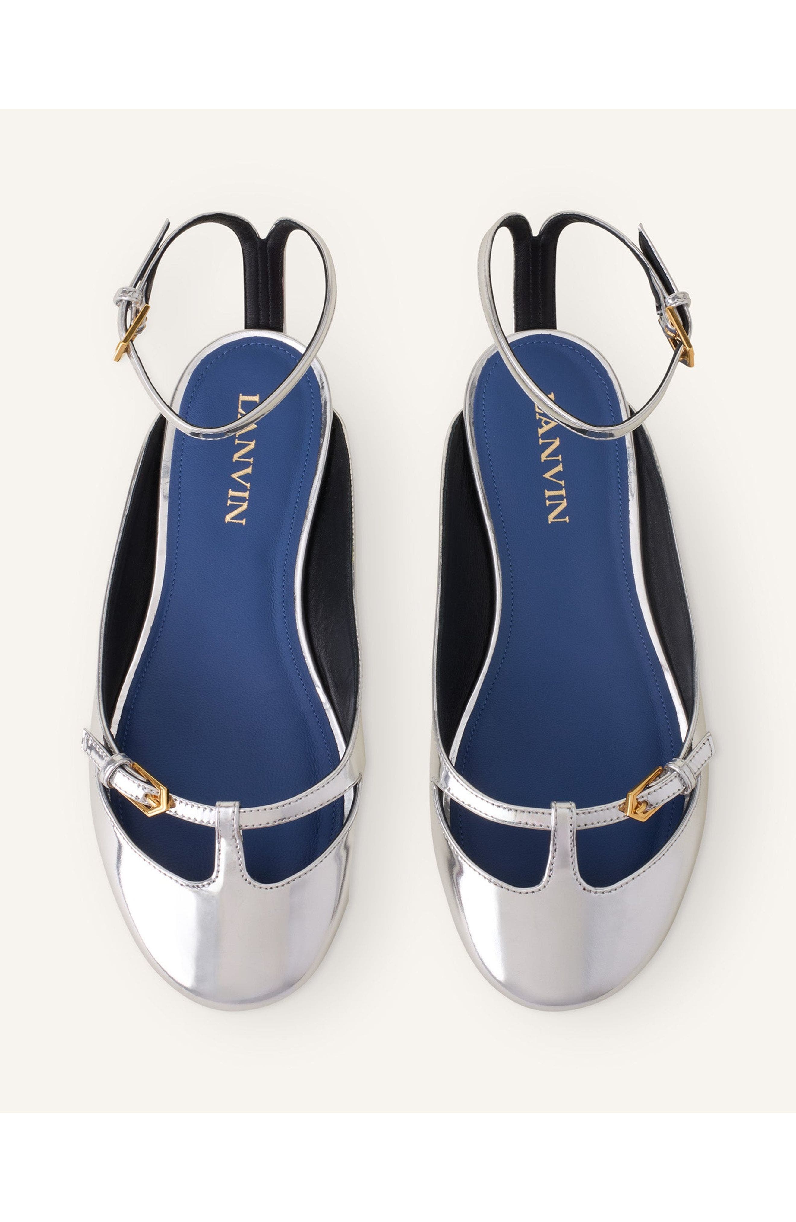 Lanvin Mary-Jane Ballerina In Leather, Alternate, color, Silver