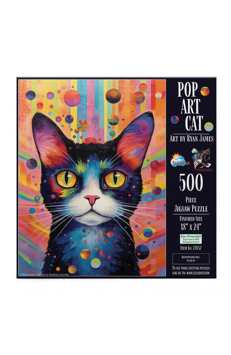 Sunsout Pop Art Cat 500 piece Jigsaw Puzzle for Adults, Alternate, color, Multicolor