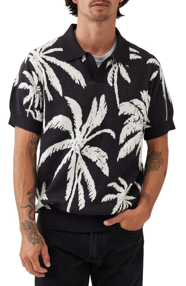 Rodd & Gunn Anatori Palm Tree Jacquard Cotton Sweater Polo, Main, color, 