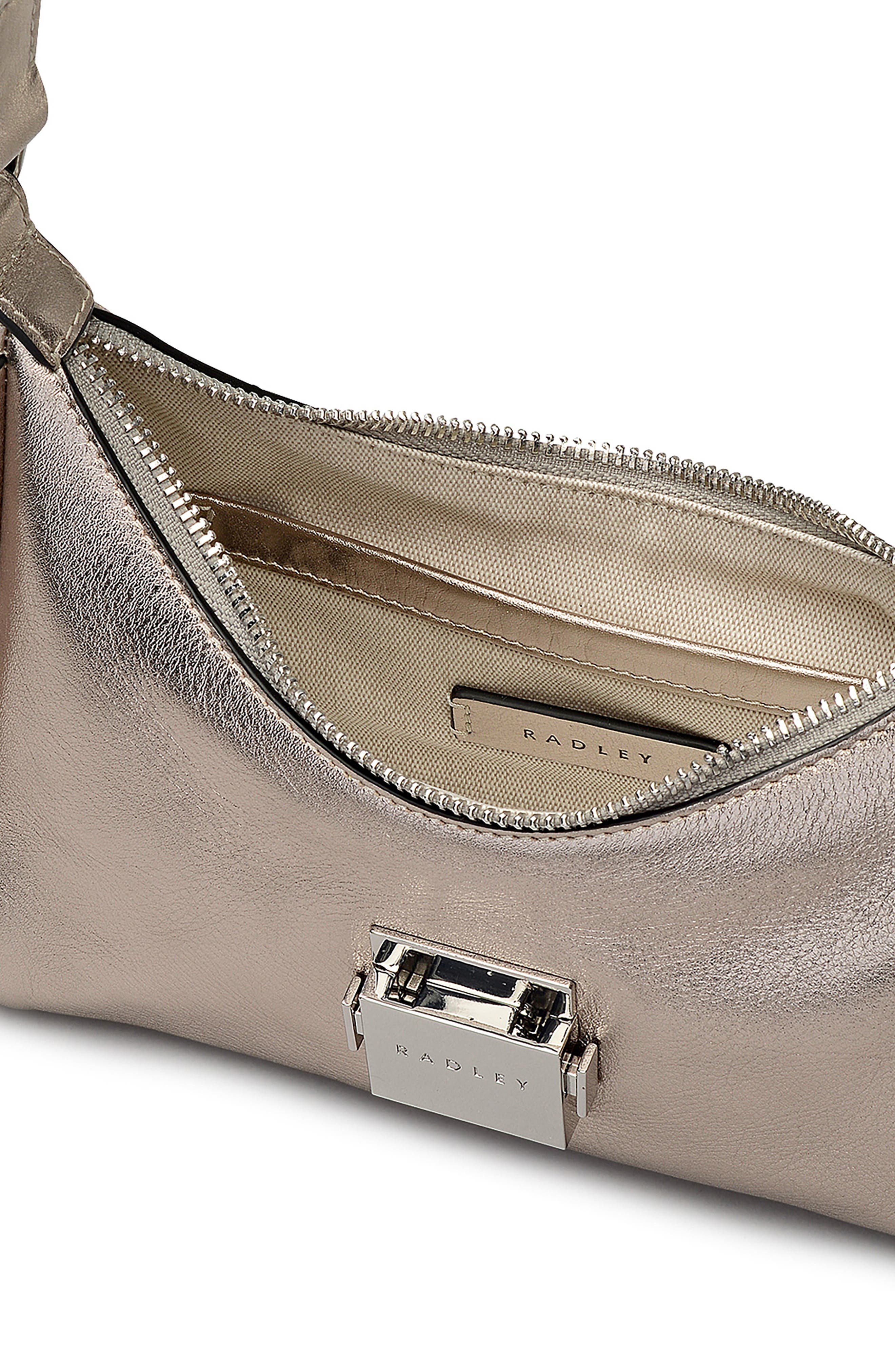Radley Sloane Metallic Leather Shoulder Bag, Alternate, color, Pyrite