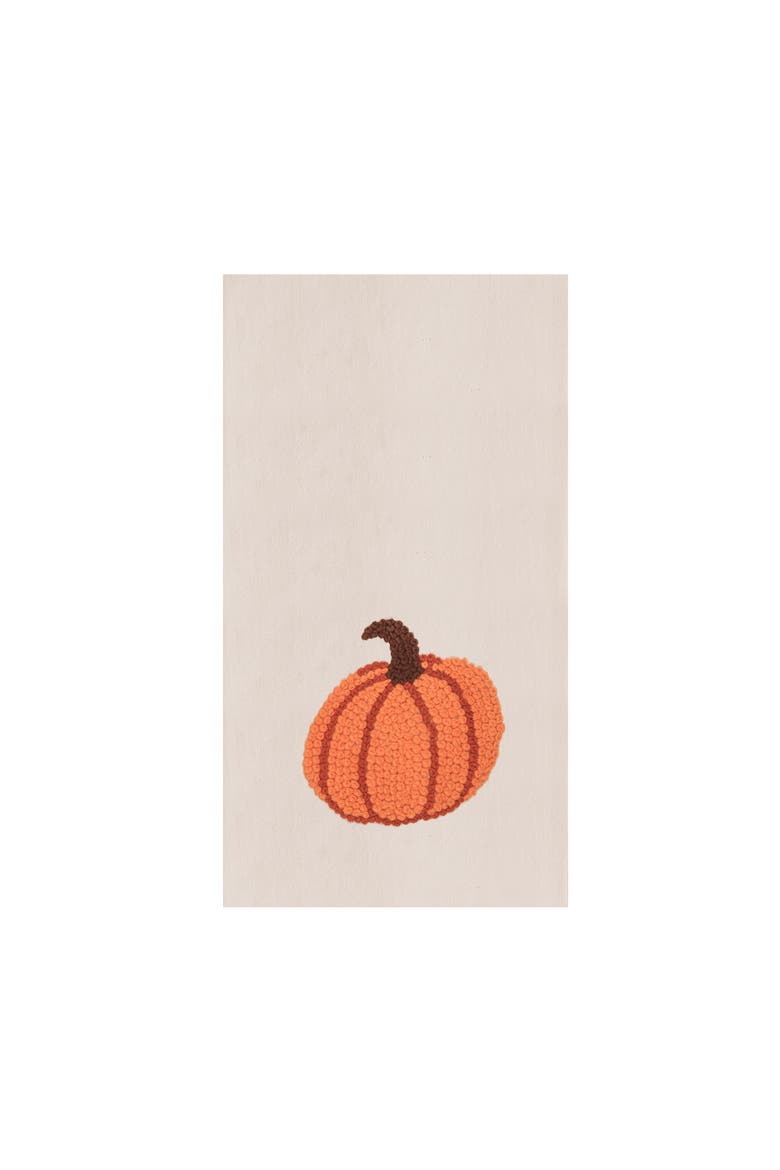 Pumpkin French Knot Cotton Flour Sack Kitchen Dishtowel, Main, color, Orange