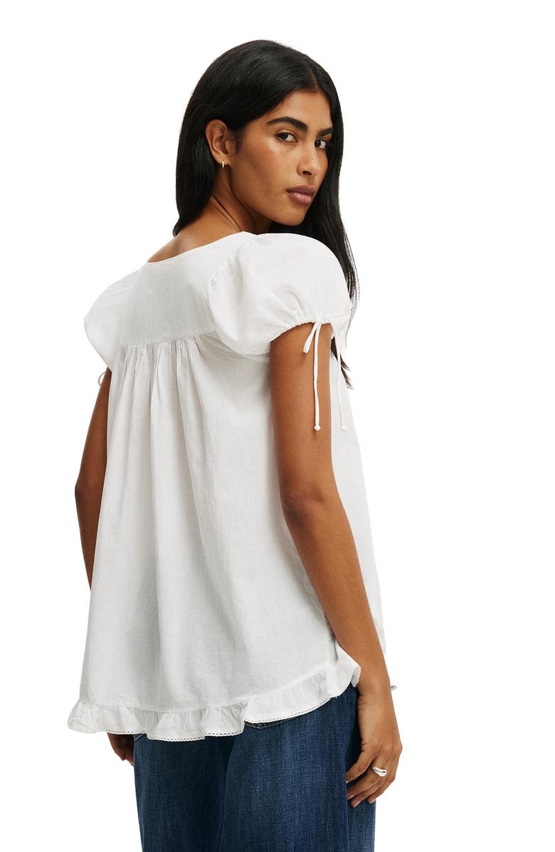 Cotton On Women's Eliza Babydoll Tunic Top, Alternate, color, White