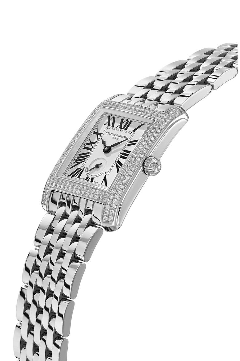 Classic Carrée Diamond Bracelet Watch, 25.2mm x 36mm, Alternate, color, SILVER-TONE