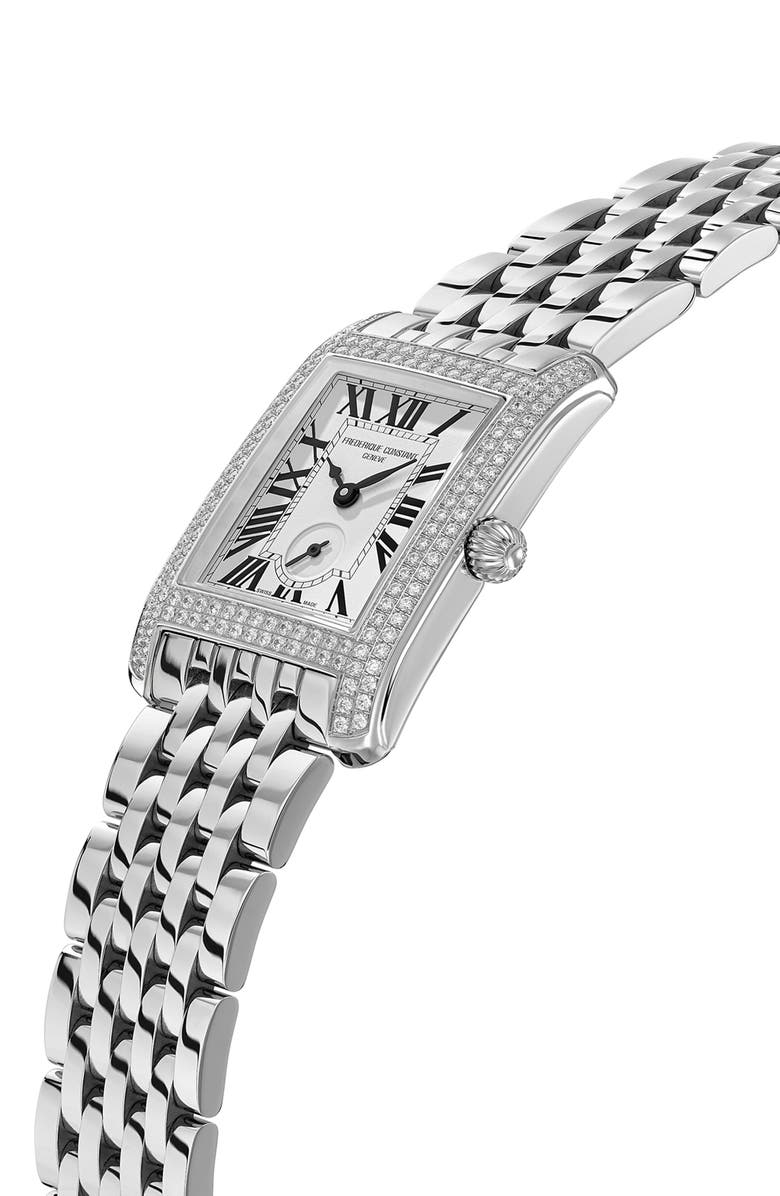 FREDERIQUE CONSTANT Classic Carrée Diamond Bracelet Watch, 25.2mm x 36mm, Alternate, color, Silver-Tone
