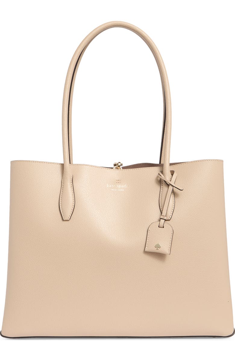 Kate Spade New York eva leather tote, Main, color, Warm Beige