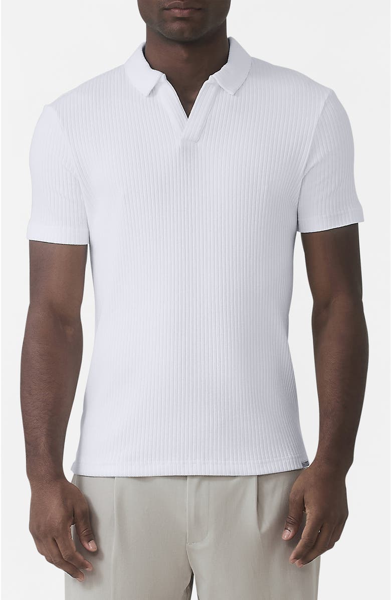 MAUVAIS Elysee Slim Ribbed Revere Polo, Main, color, White