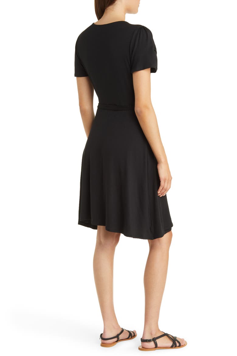 Faux Wrap Dress, Alternate, color, BLACK
