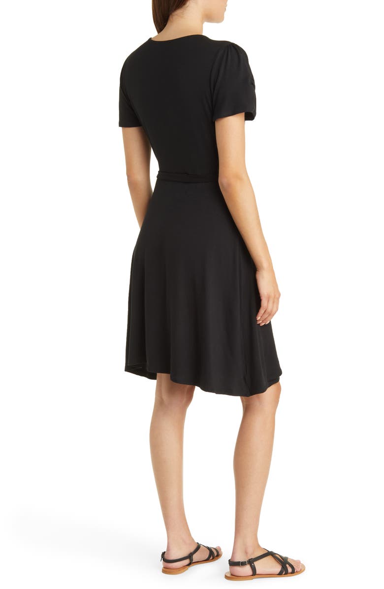 Loveappella Faux Wrap Dress, Alternate, color, Black