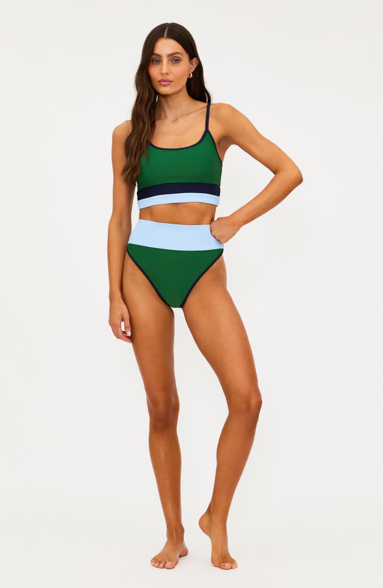 Beach Riot Eva Rib Bikini Top, Alternate, color, Ivy Colorblock