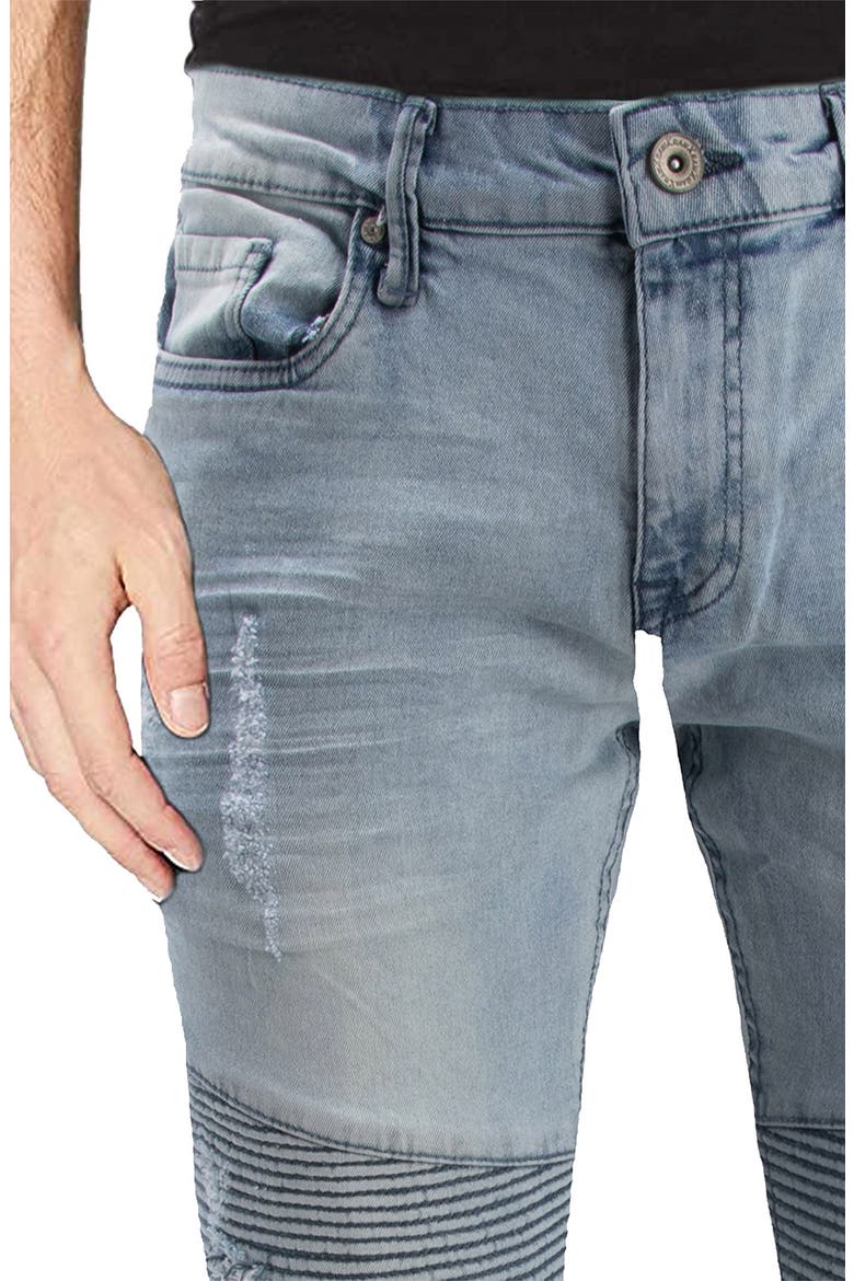 Rawx Distressed Moto Skinny Fit Jeans - 30-32" Inseam, Alternate, color, LT BLUE