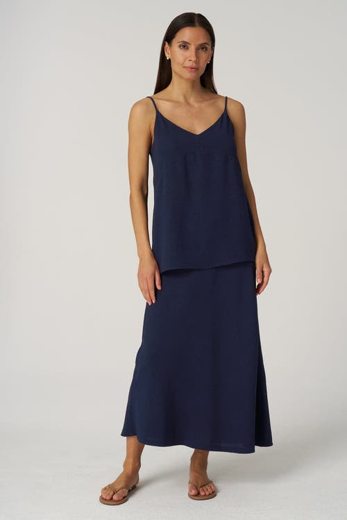Franne Golde Textured Crepe Bias Midi Skirt
