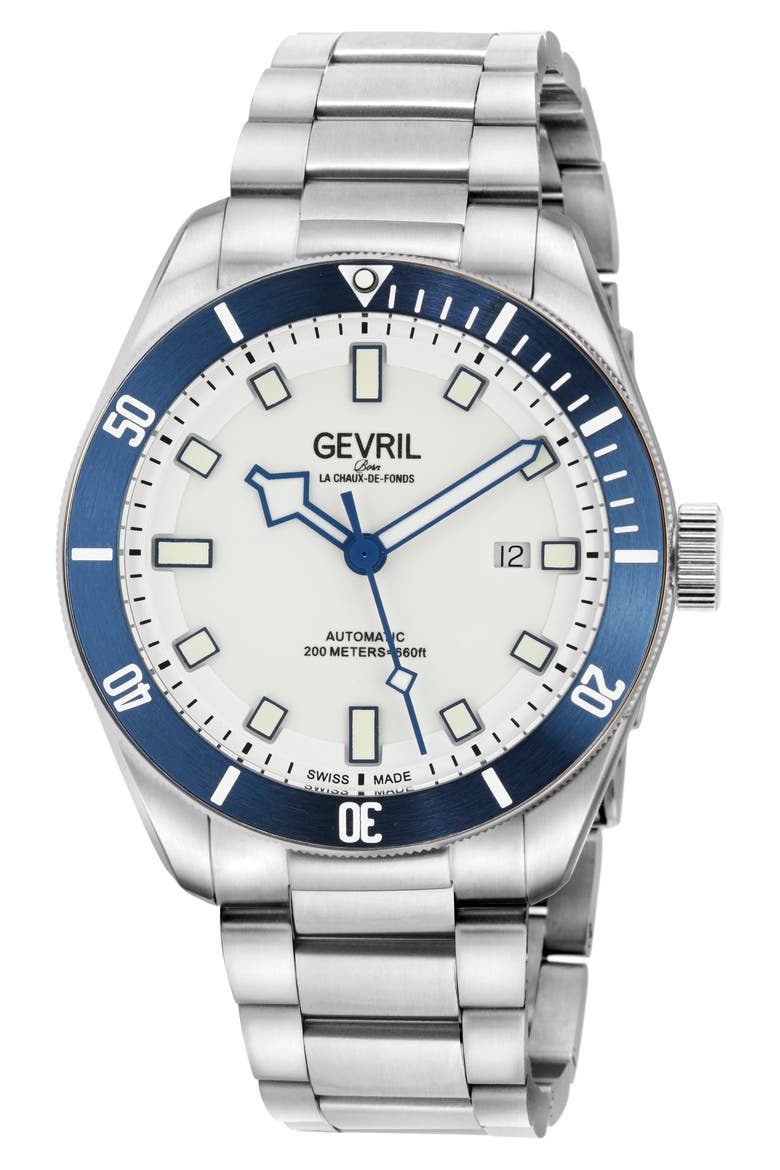 Yorkville Automatic Bracelet Watch, 43mm, Main, color, SILVER