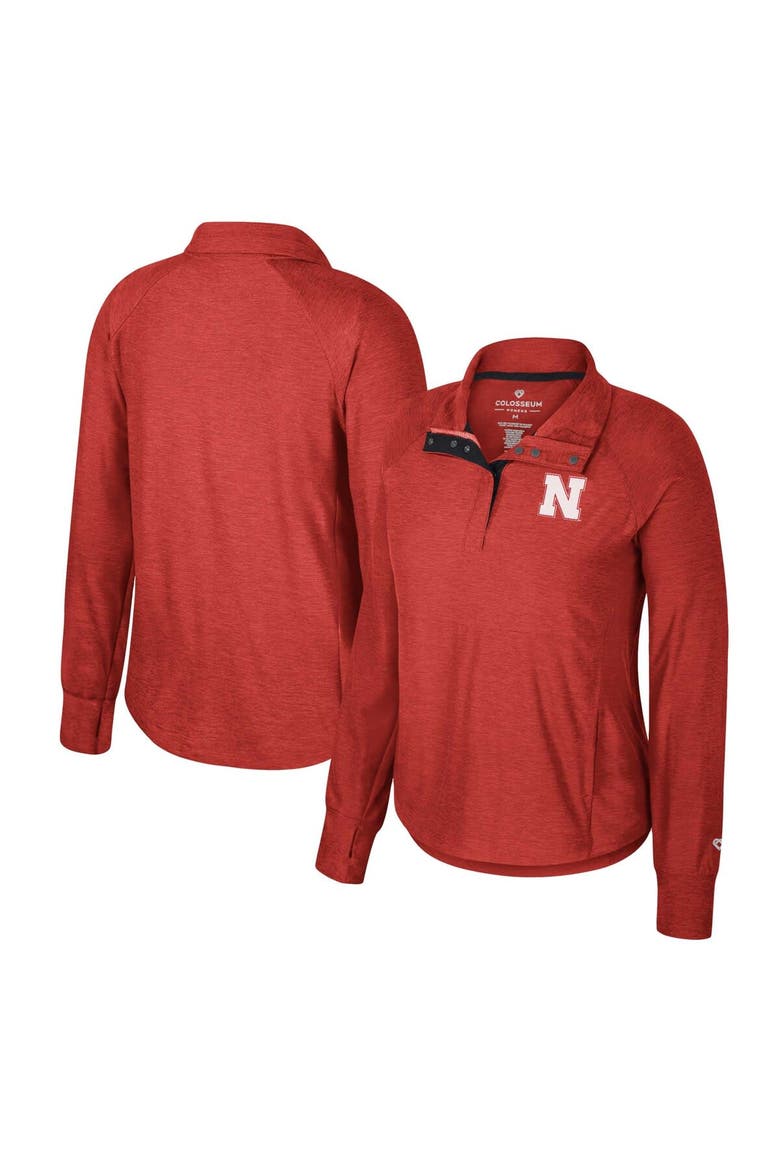 Women's Colosseum Scarlet Nebraska Huskers Cressida Raglan Half-Snap Top, Main, color, Scarlet