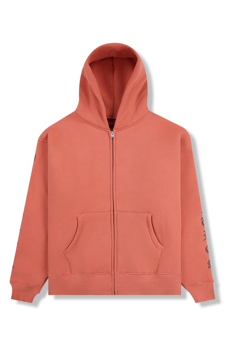 PLEASURES Embroidered Graphic Zip-Up Hoodie, Alternate, color, 