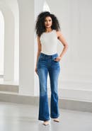 Betabrand Signature Mid Rise Stretch Denim Flare Leg Jeans