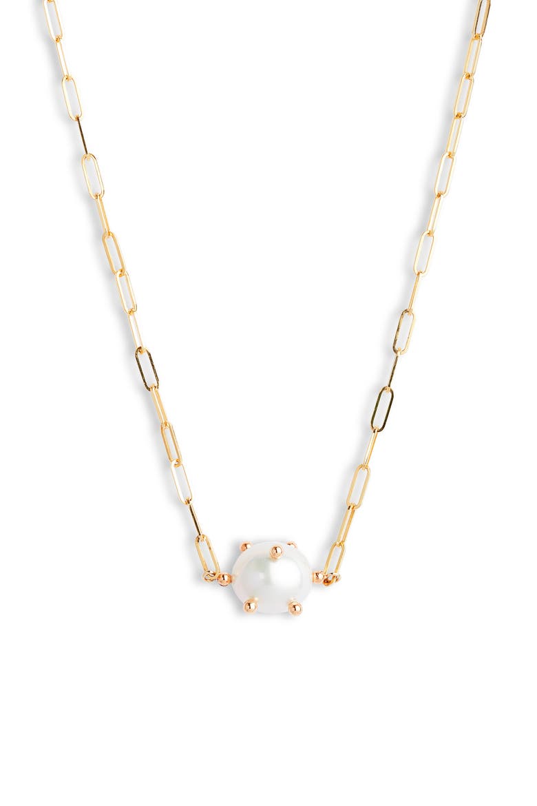 Bubble Cultured Pearl Pendant Necklace, Main, color, GOLD