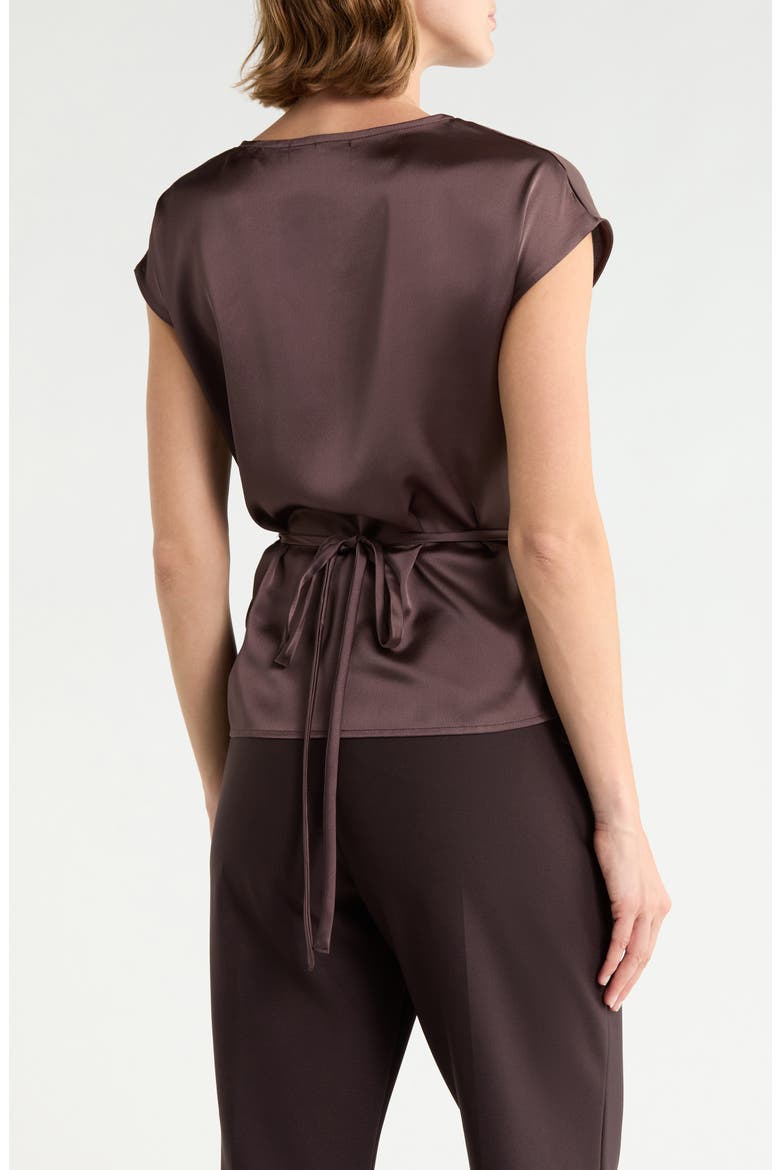 Cross Front Satin Top, Alternate, color, BROWN