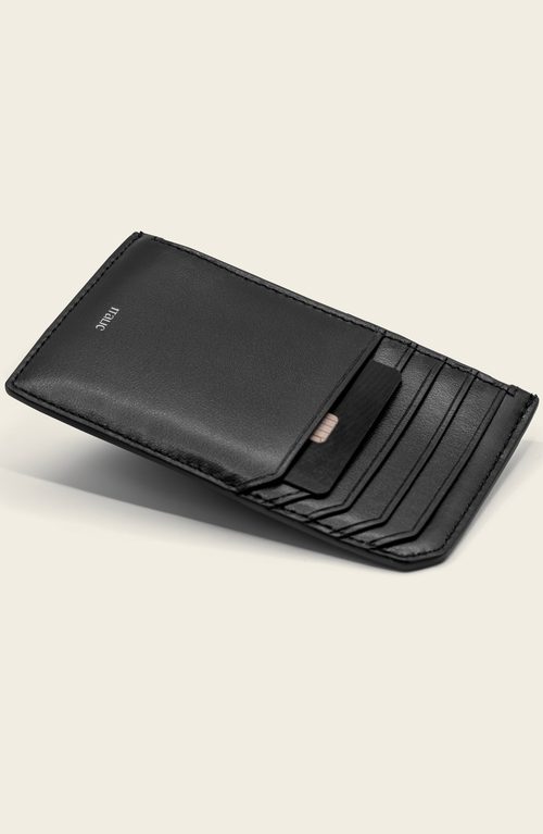 Italic Albee Leather Card Holder In Black