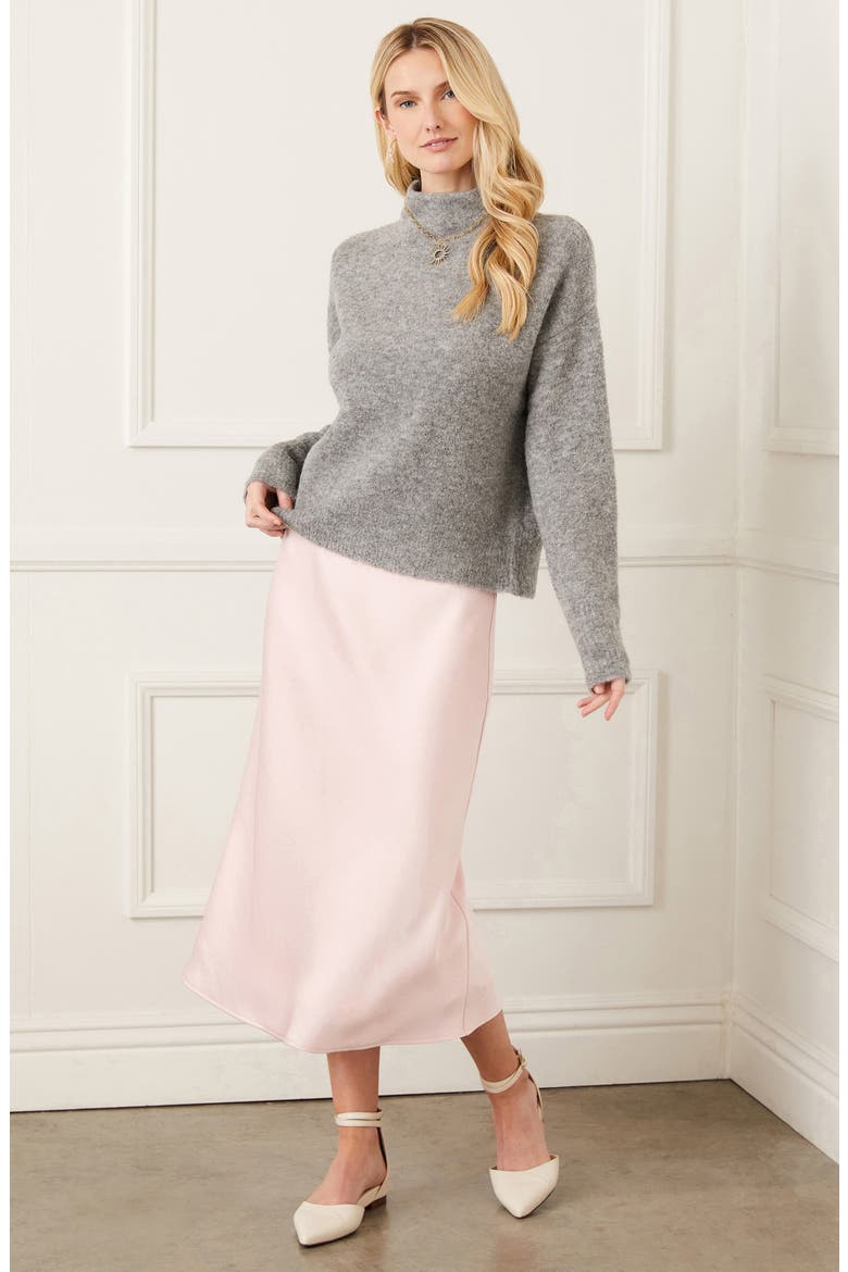 Funnel Neck Bouclé Sweater, Alternate, color, GRAY