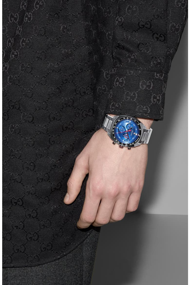 Interlocking Chronograph Watch, 41mm, Alternate, color, BLUE/ SILVER