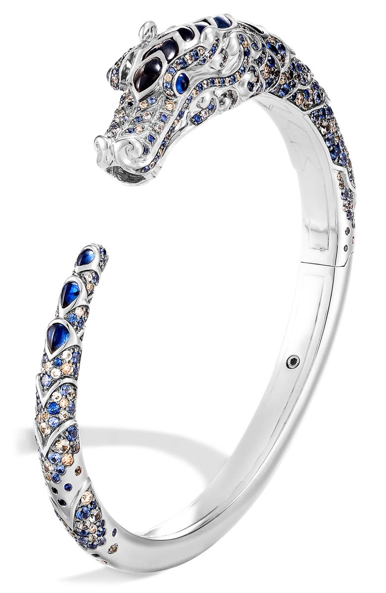 John Hardy Cinta Dragon Diamond & Sapphire Cuff Bracelet, Main, color, 