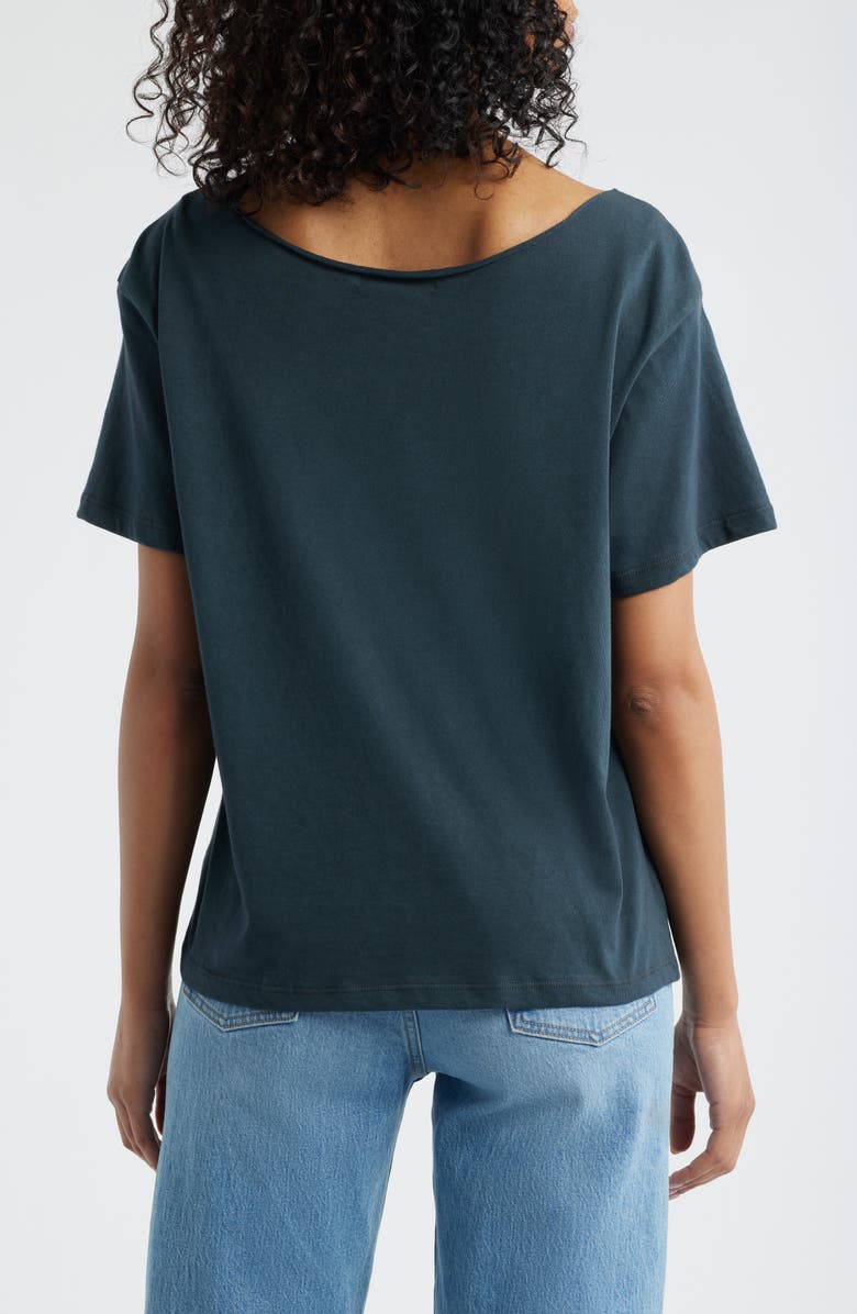 Daydreamer 85 Camo Appliqué Off the Shoulder Cotton T-Shirt, Alternate, color, Vintage Black