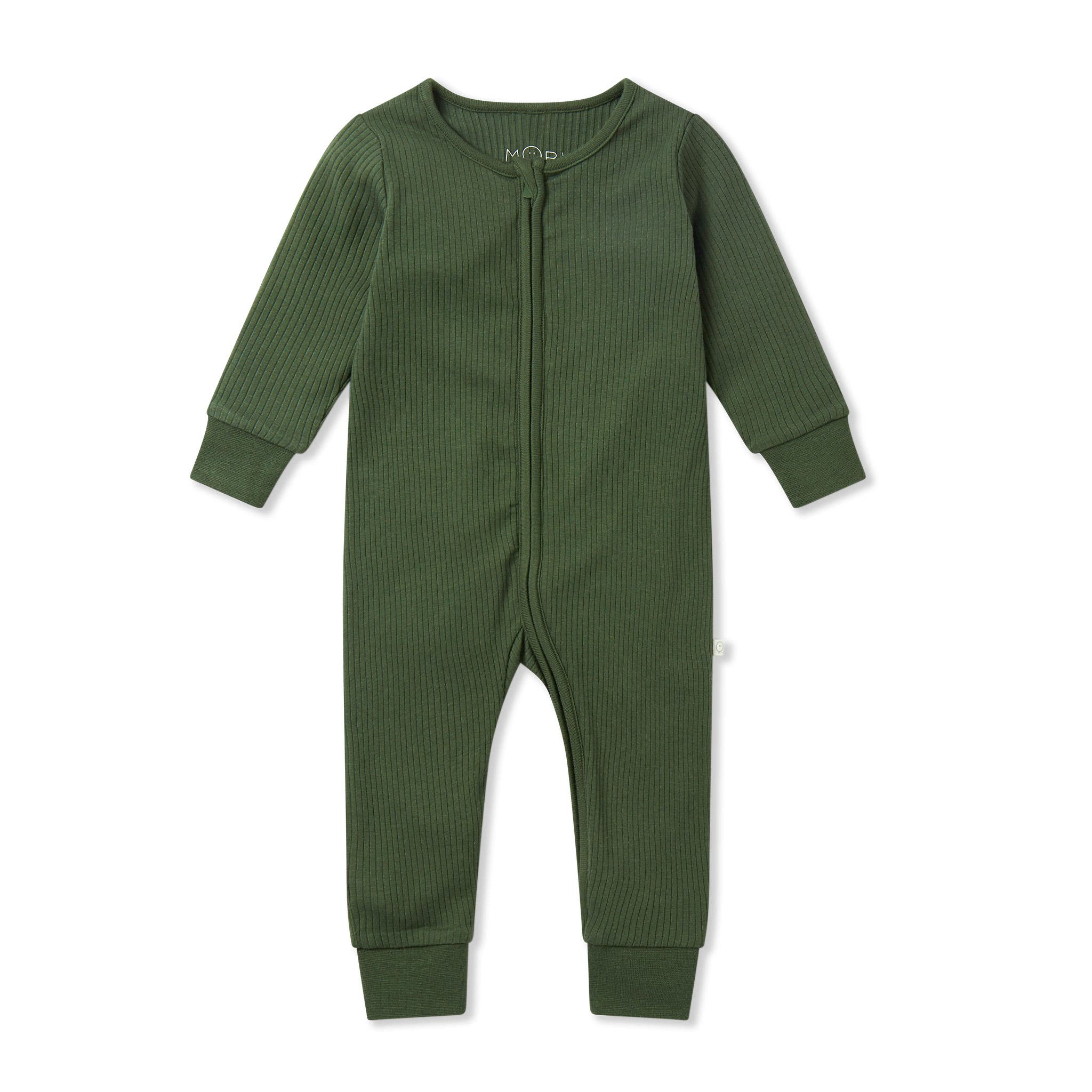 Mori Kids'  Ribbed Two Way Zip-up Sleepsuit In Green