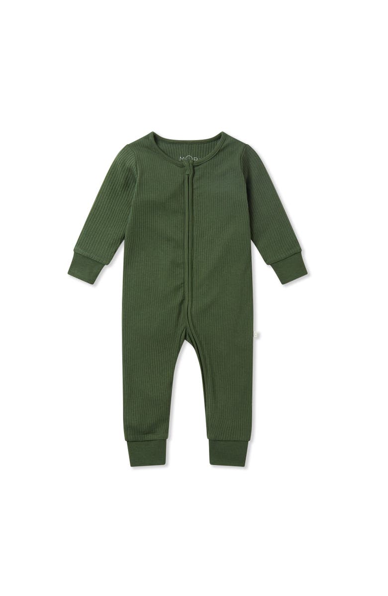 MORI Ribbed Two Way Zip-Up Sleepsuit, Main, color, Pine