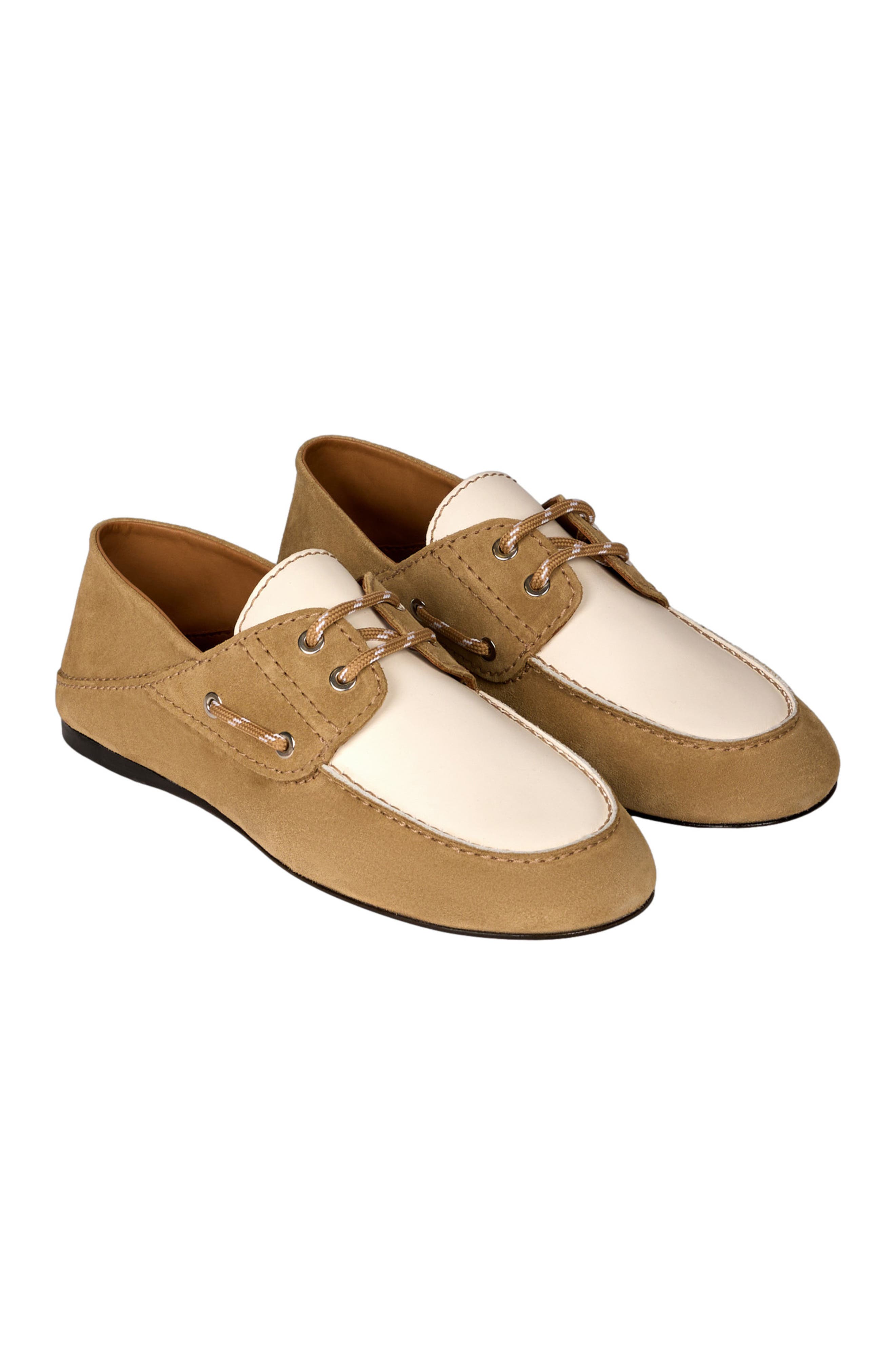 SANDRO Suede boat shoes, Alternate, color, Beige
