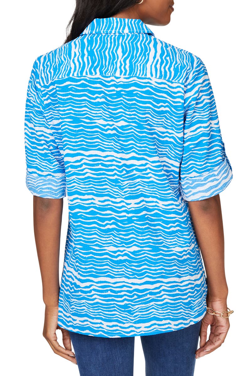 Foxcroft Tamara Coastal Waves Cotton Tunic, Alternate, color, Blue Grotto