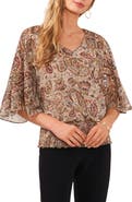 Chaus Print Metallic Smocked Blouse