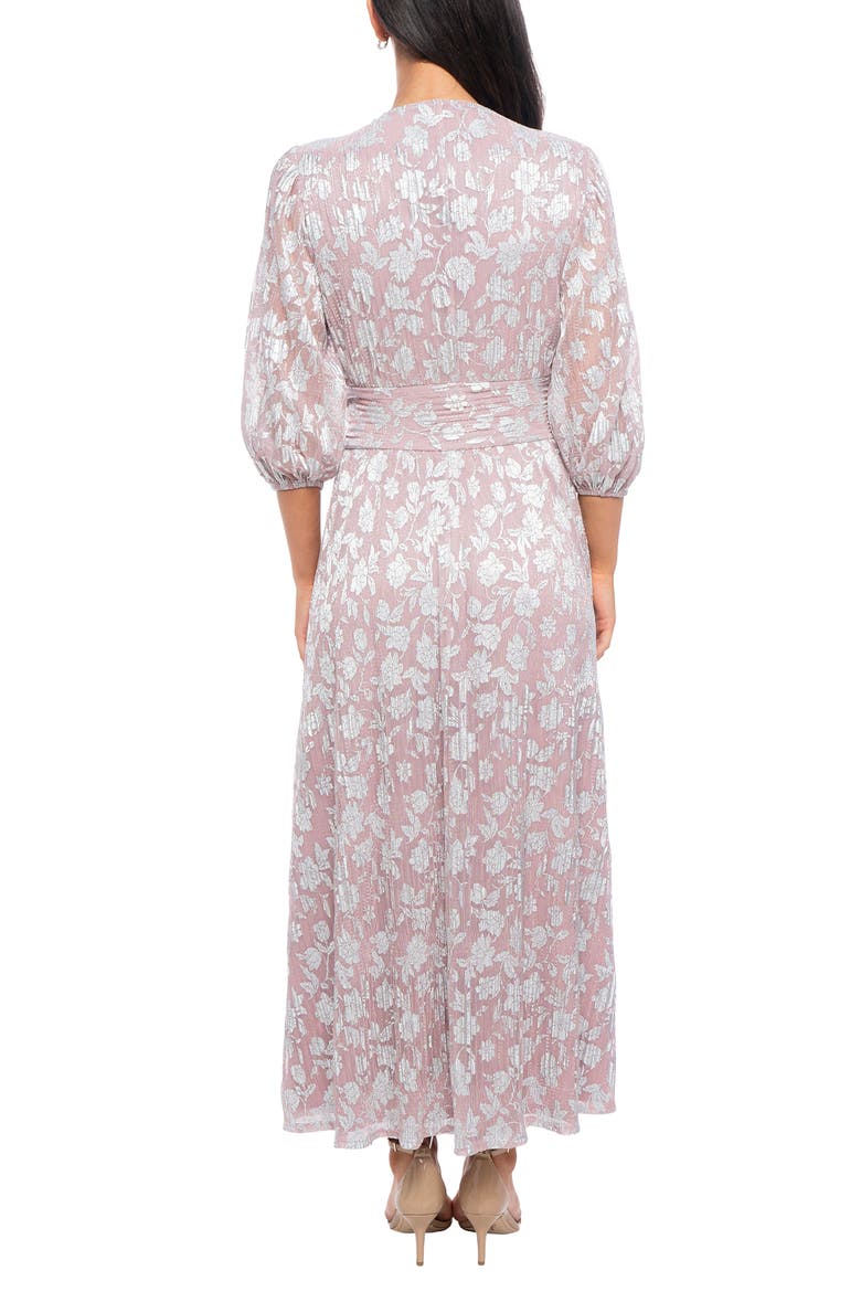 Floral Balloon Sleeve Plissé Dress, Alternate, color, BLUSH