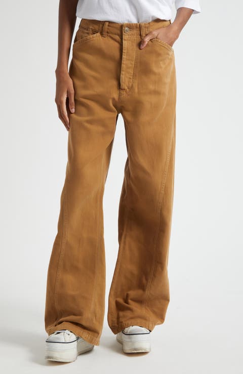 Curved Seam Wide Leg Pants