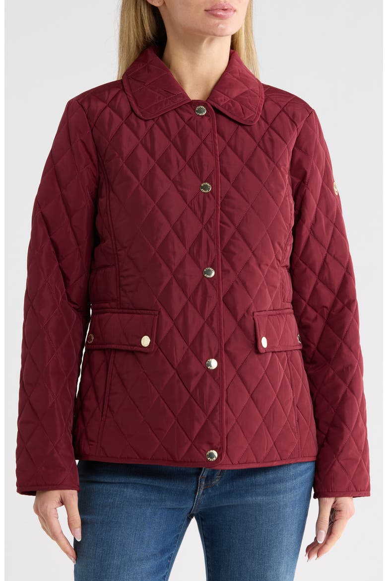 Quilted Snap Barn Jacket, Main, color, DEEP RED