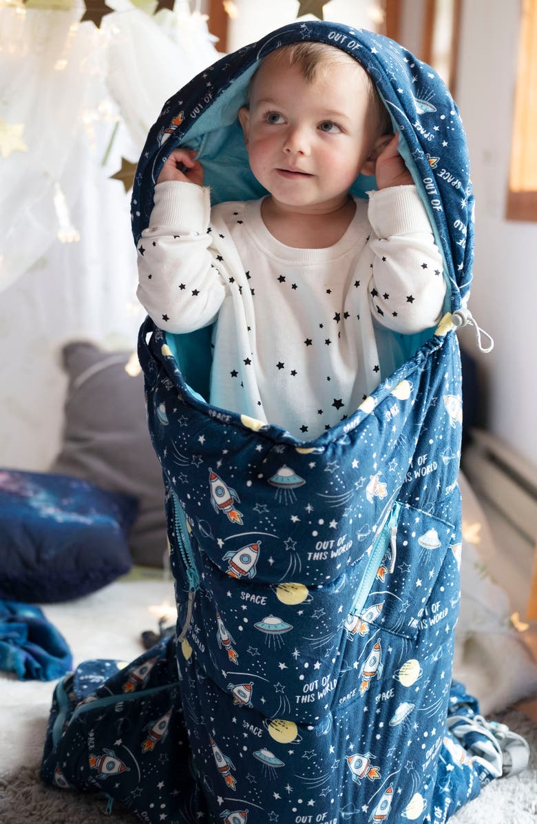 mimish Kids' Sleep-n-Pack Space Print Sleeping Bag Backpack, Alternate, color, Space Multi-Print