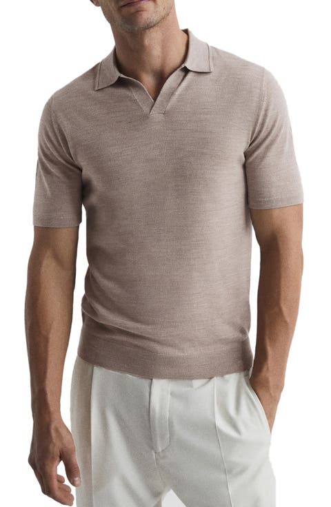 Duchie Johnny Collar Short Sleeve Wool Polo Sweater