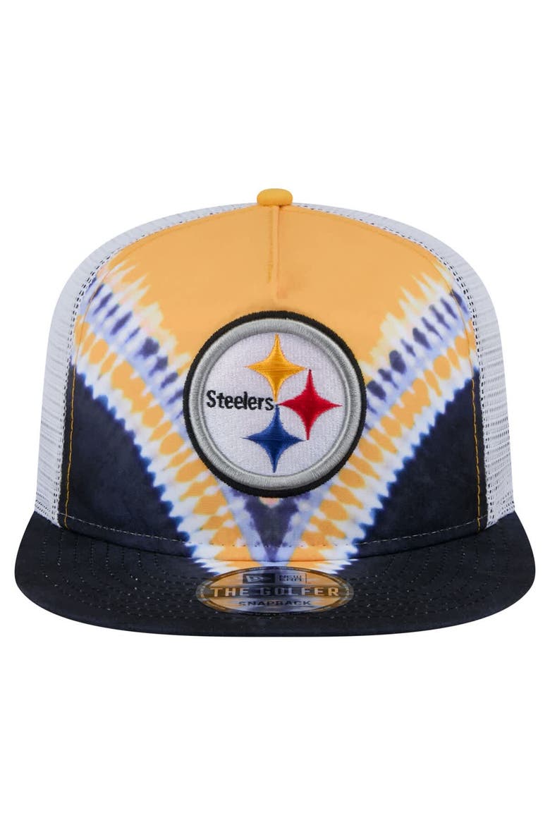 Men's New Era Gold/Black Pittsburgh Steelers Throwback Dye Golfer Snapback Hat, Alternate, color, Gold